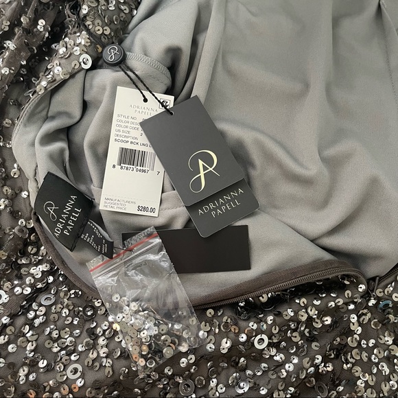 # Adrianna Papell Sequined & Embellished Scoop Back Long Dress - Picture 13 of 17